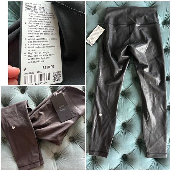 Lululemon Wunder Train HR Tight 28"*Foil Radiate Foil Print Black size 6 - Picture 1 of 8